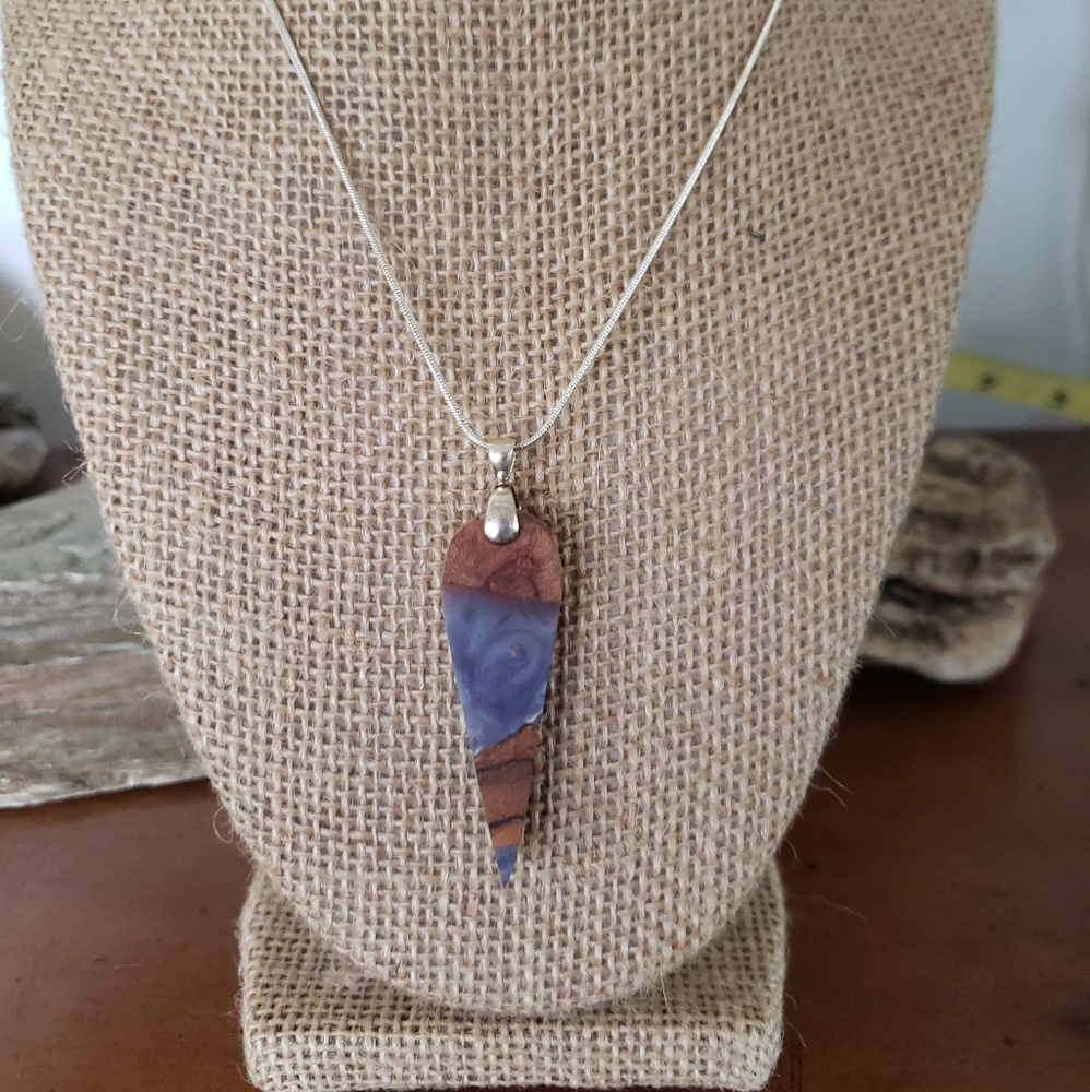 Sterling Silver Necklace with Oak Burl Pendant